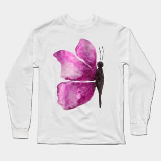 watercolour purple butterfly Long Sleeve T-Shirt